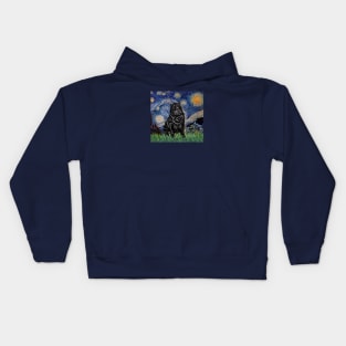 Starry Night Adapted to Include a Black Chinese Shar Pei Kids Hoodie